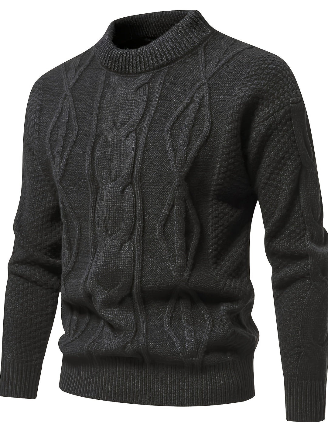 Jarvis™ | Men's Cable Front Crew Neck Sweater with Honeycomb Sleeves