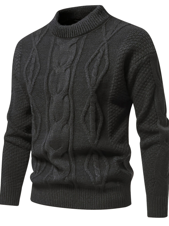 Jarvis™ | Men's Cable Front Crew Neck Sweater with Honeycomb Sleeves