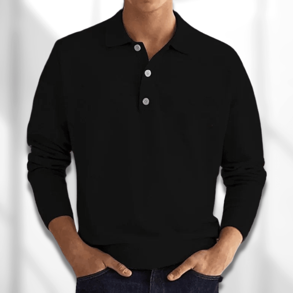 Roscoe™ | Men's Long Sleeve Knit Polo with Three-Button Placket