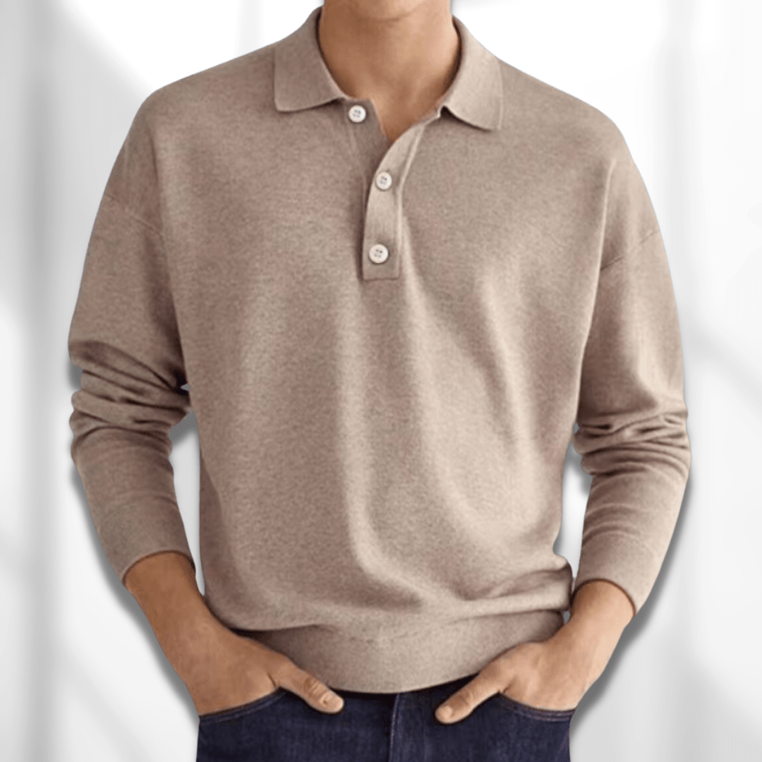 Roscoe™ | Men's Long Sleeve Knit Polo with Three-Button Placket