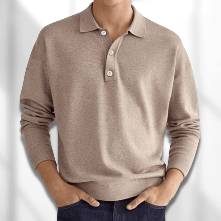 Roscoe™ | Men's Long Sleeve Knit Polo with Three-Button Placket