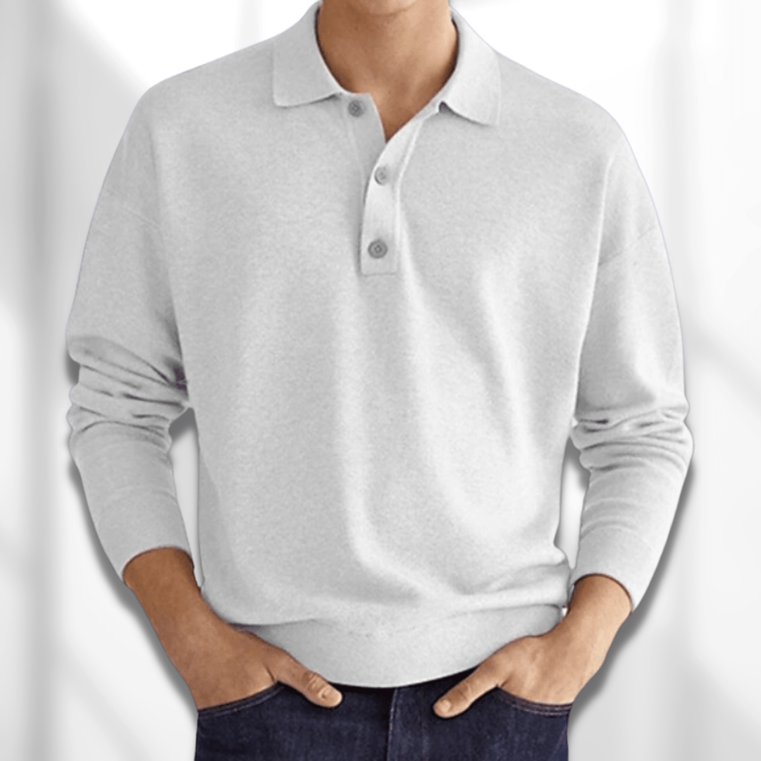 Roscoe™ | Men's Long Sleeve Knit Polo with Three-Button Placket