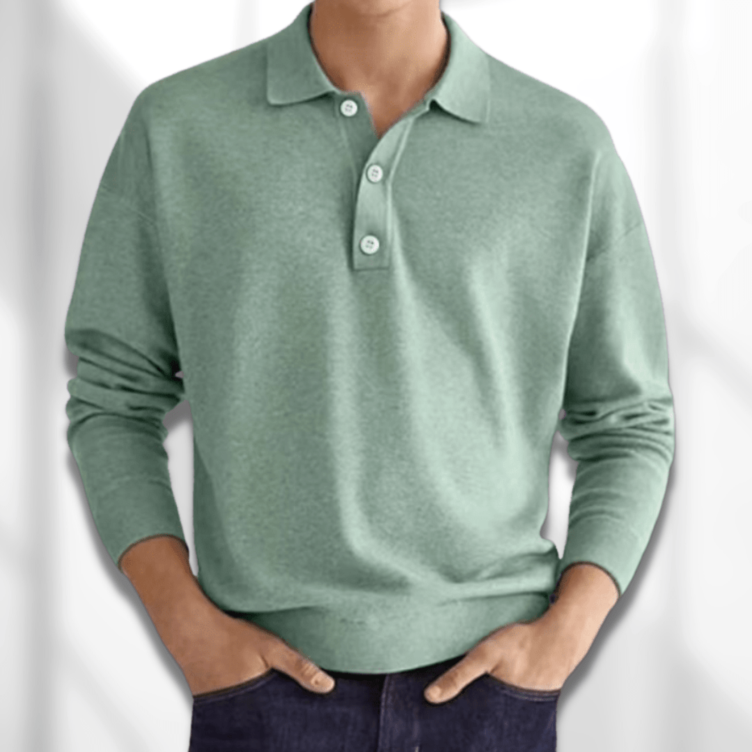 Roscoe™ | Men's Long Sleeve Knit Polo with Three-Button Placket