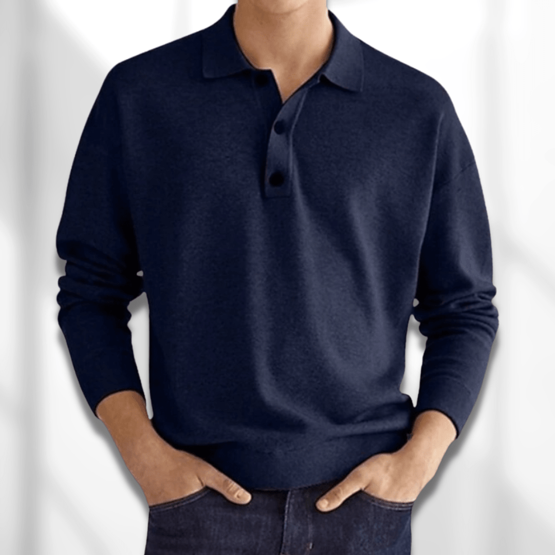 Roscoe™ | Men's Long Sleeve Knit Polo with Three-Button Placket