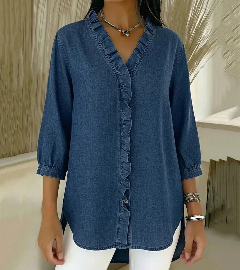 Adele™ |V-Neck Blouse with Ruffles