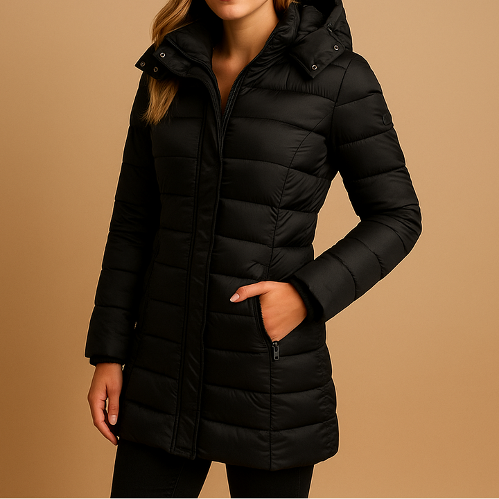 Elize™ | Women's Quilted Hooded Puffer Jacket with Storm Flap