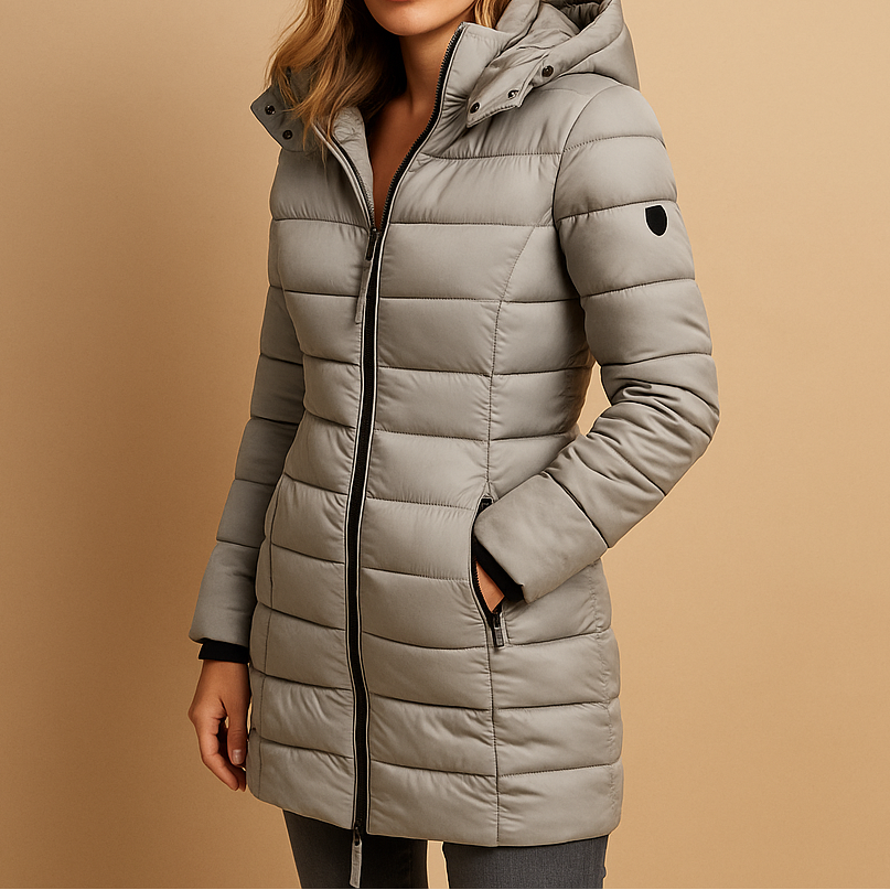 Elize™ | Women's Quilted Hooded Puffer Jacket with Storm Flap