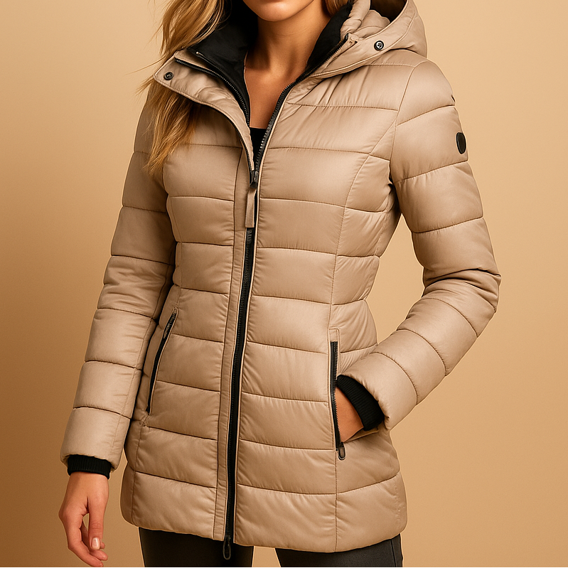 Elize™ | Women's Quilted Hooded Puffer Jacket with Storm Flap