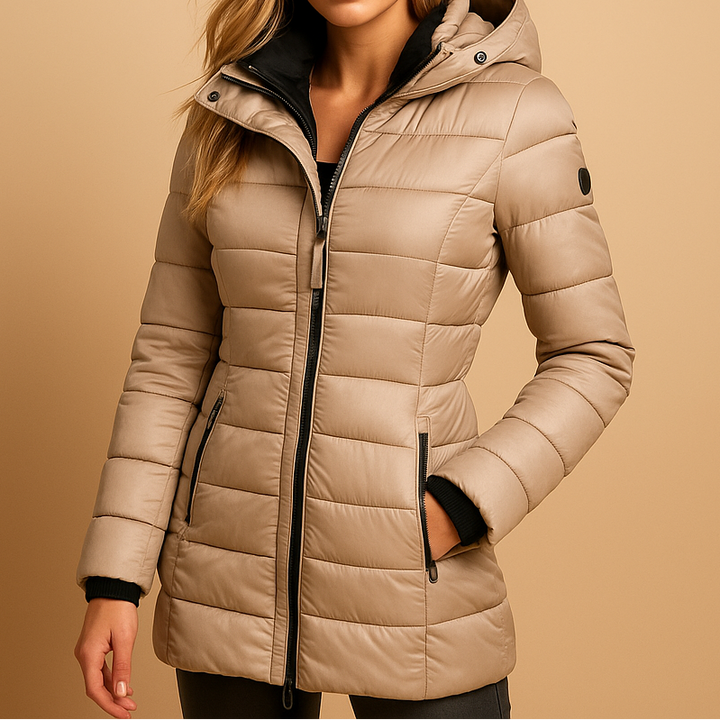 Elize™ | Women's Quilted Hooded Puffer Jacket with Storm Flap