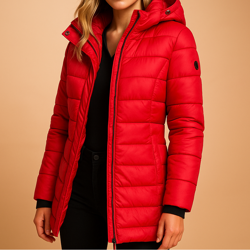 Elize™ | Women's Quilted Hooded Puffer Jacket with Storm Flap