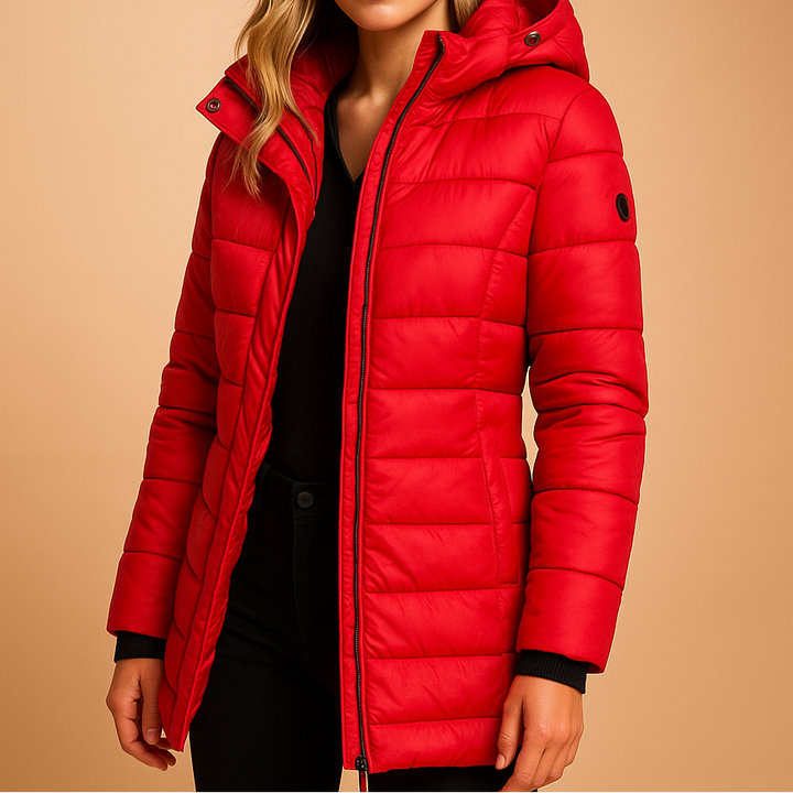 Elize™ | Women's Quilted Hooded Puffer Jacket with Storm Flap