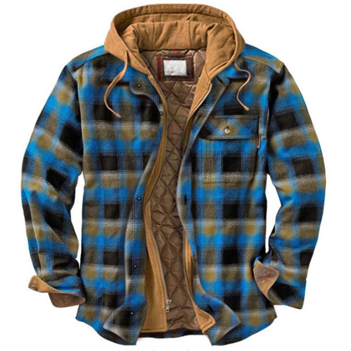Cillian™ | Men's Hooded Plaid Shirt Jacket with Quilted Lining