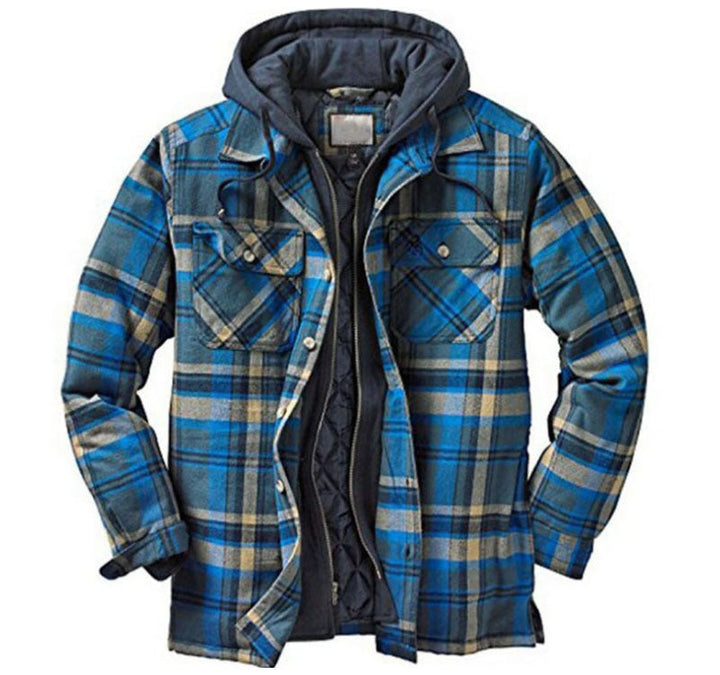 Cillian™ | Men's Hooded Plaid Shirt Jacket with Quilted Lining