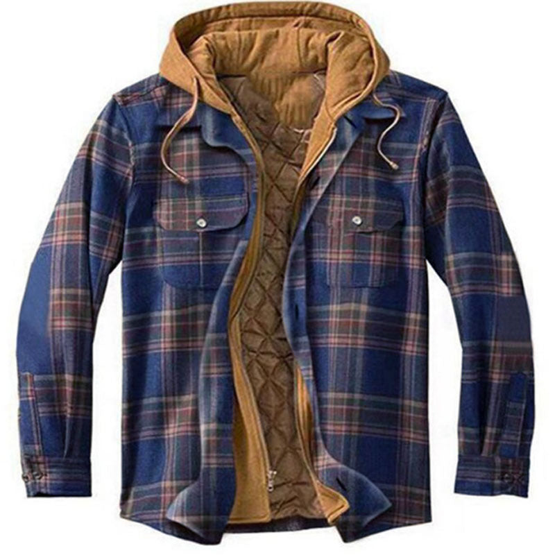 Cillian™ | Men's Hooded Plaid Shirt Jacket with Quilted Lining