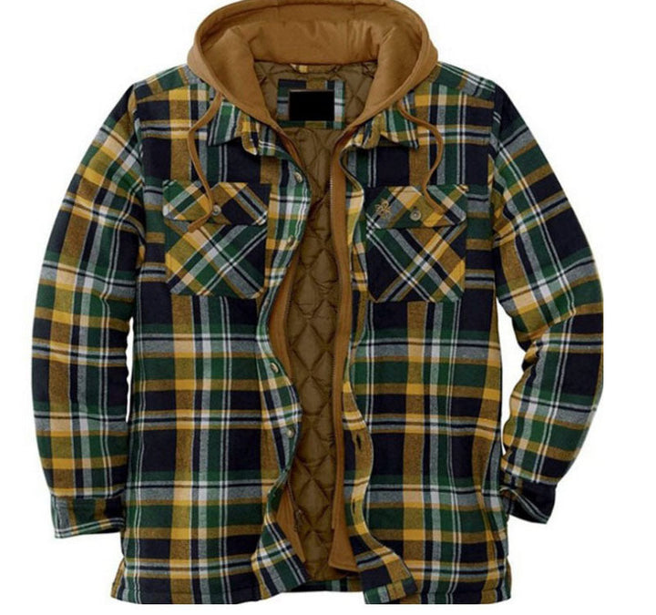 Cillian™ | Men's Hooded Plaid Shirt Jacket with Quilted Lining