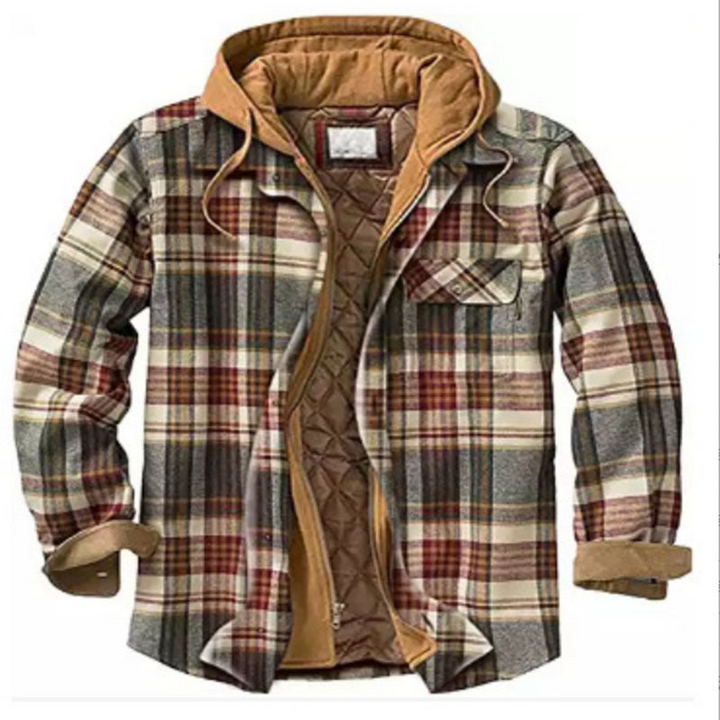 Cillian™ | Men's Hooded Plaid Shirt Jacket with Quilted Lining