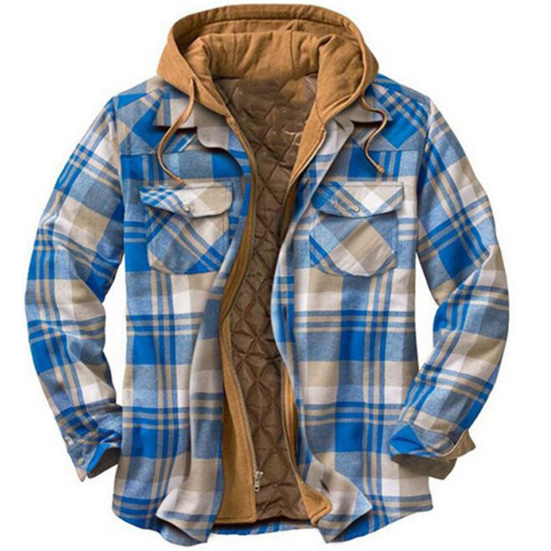 Cillian™ | Men's Hooded Plaid Shirt Jacket with Quilted Lining