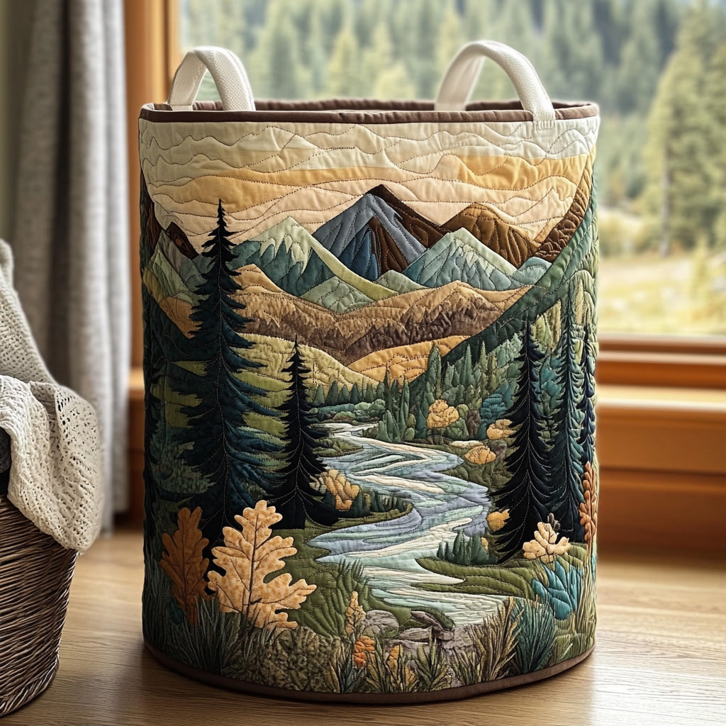 Forest River Laundry Basket – Quilted Collapsible Fabric Storage Hamper with Handles