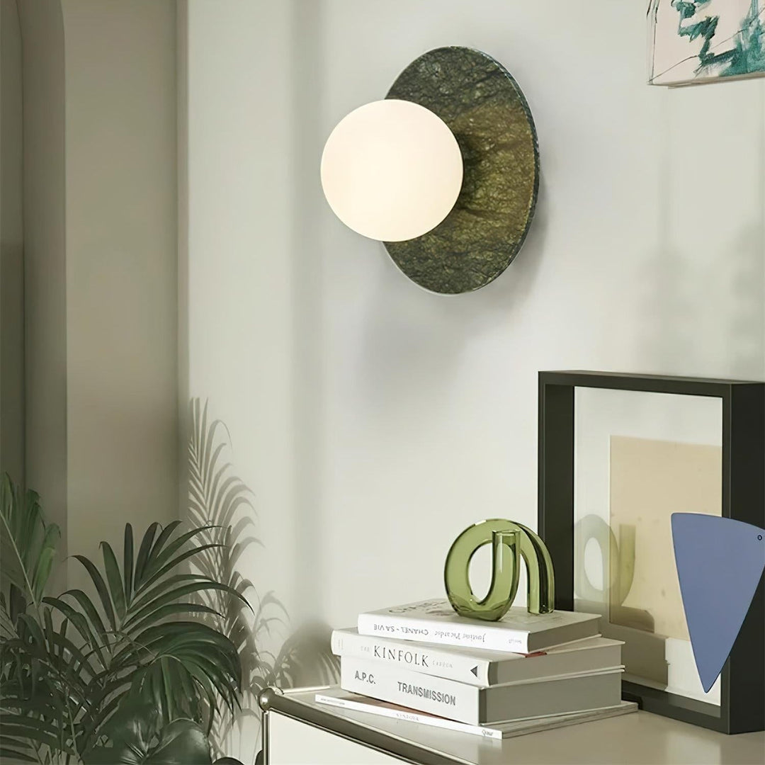 LED Marble Globe Wall Light in Green — view 7