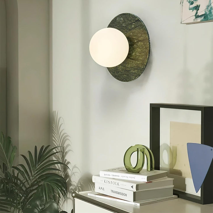 LED Marble Globe Wall Light in Green — view 7