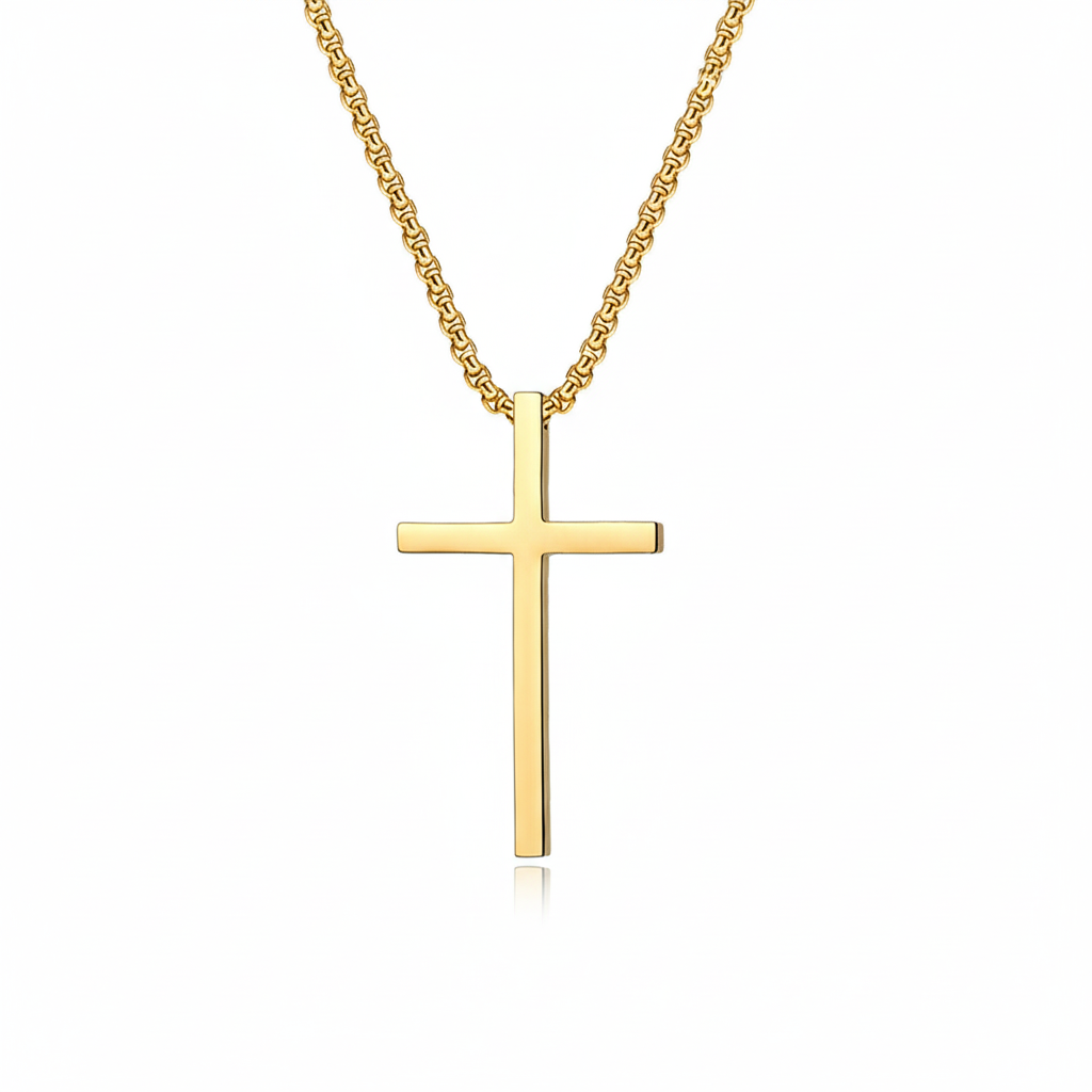 Cross necklace in bezel setting | Gold