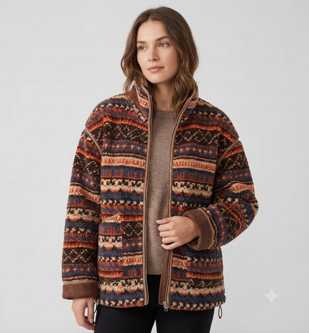Honora™ | Women's Bohemian Print Zip Up Winter Jacket
