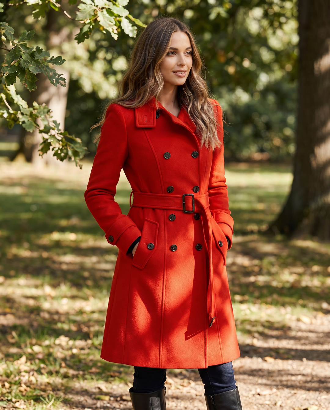 Ulyssa™ | Women's Double Breasted Long Stand Collar Coat with Belt