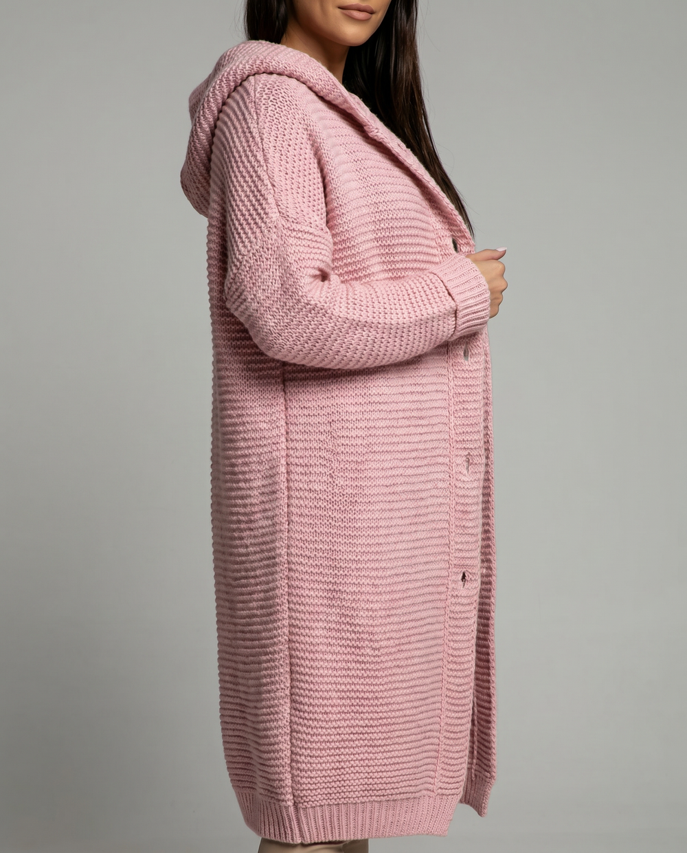 Fantine™ | Women's Hooded Longline Chunky Knit Cardigan with Buttons