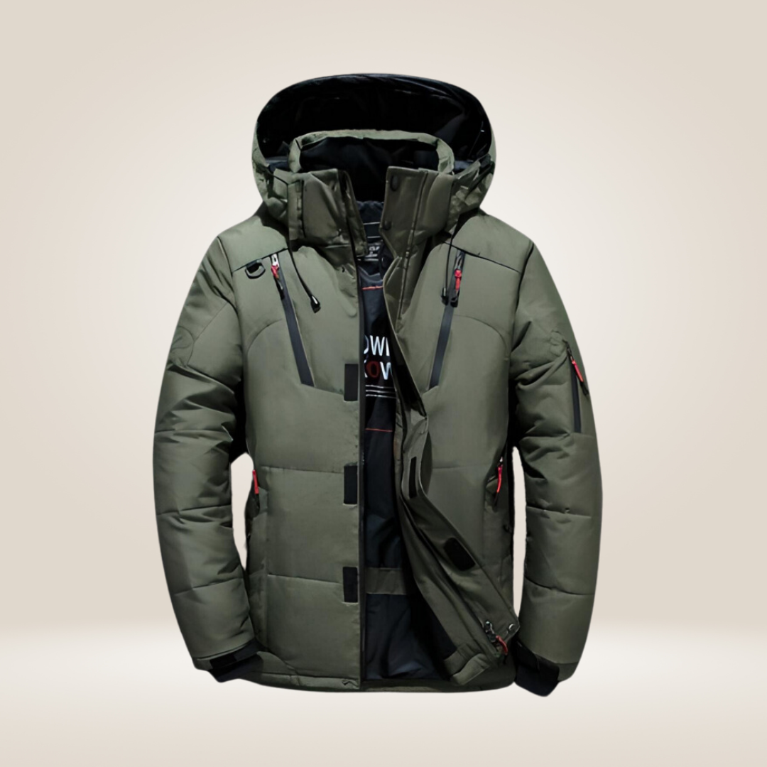 Emrys™ | Men's Hooded Puffer Jacket with Storm Flap