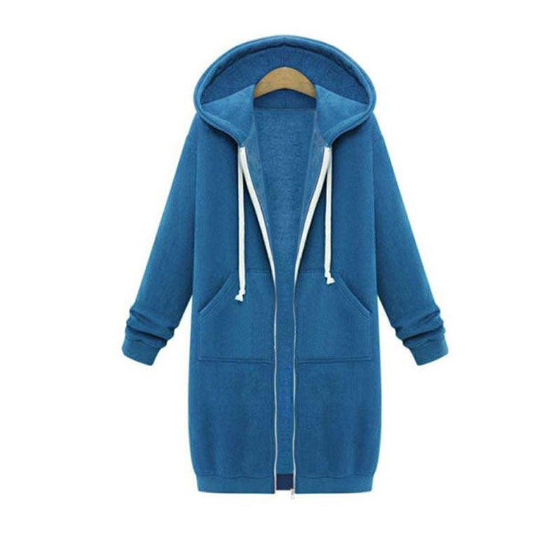 Liesel™ | Women's Longline Zip Up Hoodie with Front Pockets