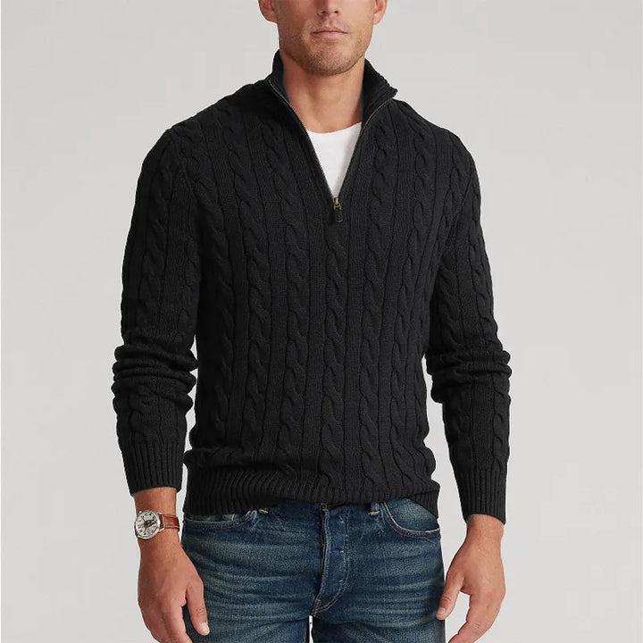 Graham™ | Men's Cable Knit Quarter-Zip Sweater with Mock Collar