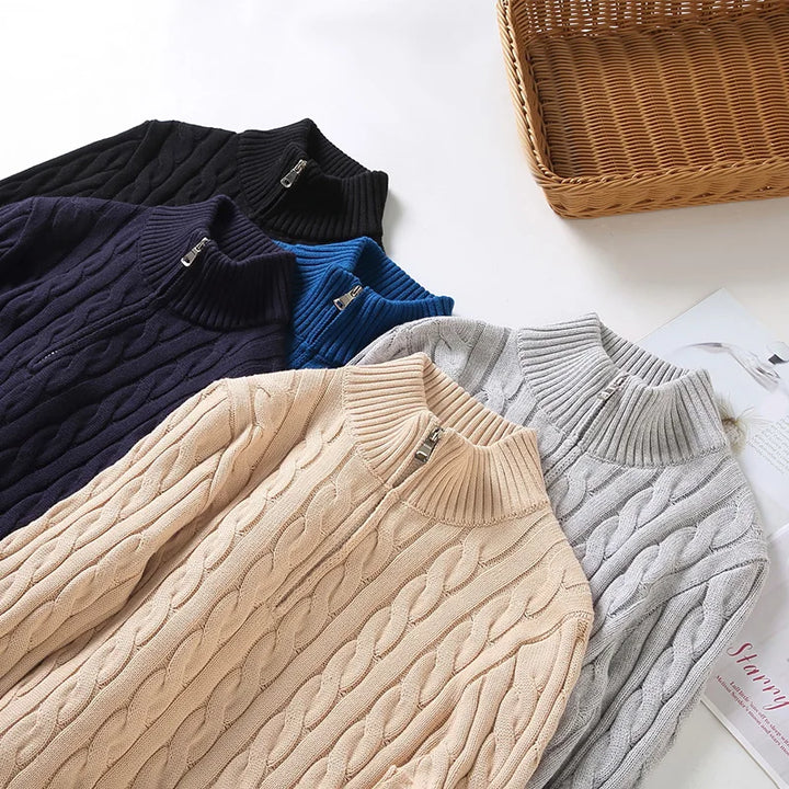 Graham™ | Men's Cable Knit Quarter-Zip Sweater with Mock Collar