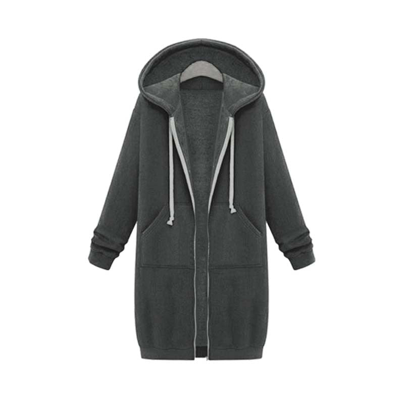 Liesel™ | Women's Longline Zip Up Hoodie with Front Pockets