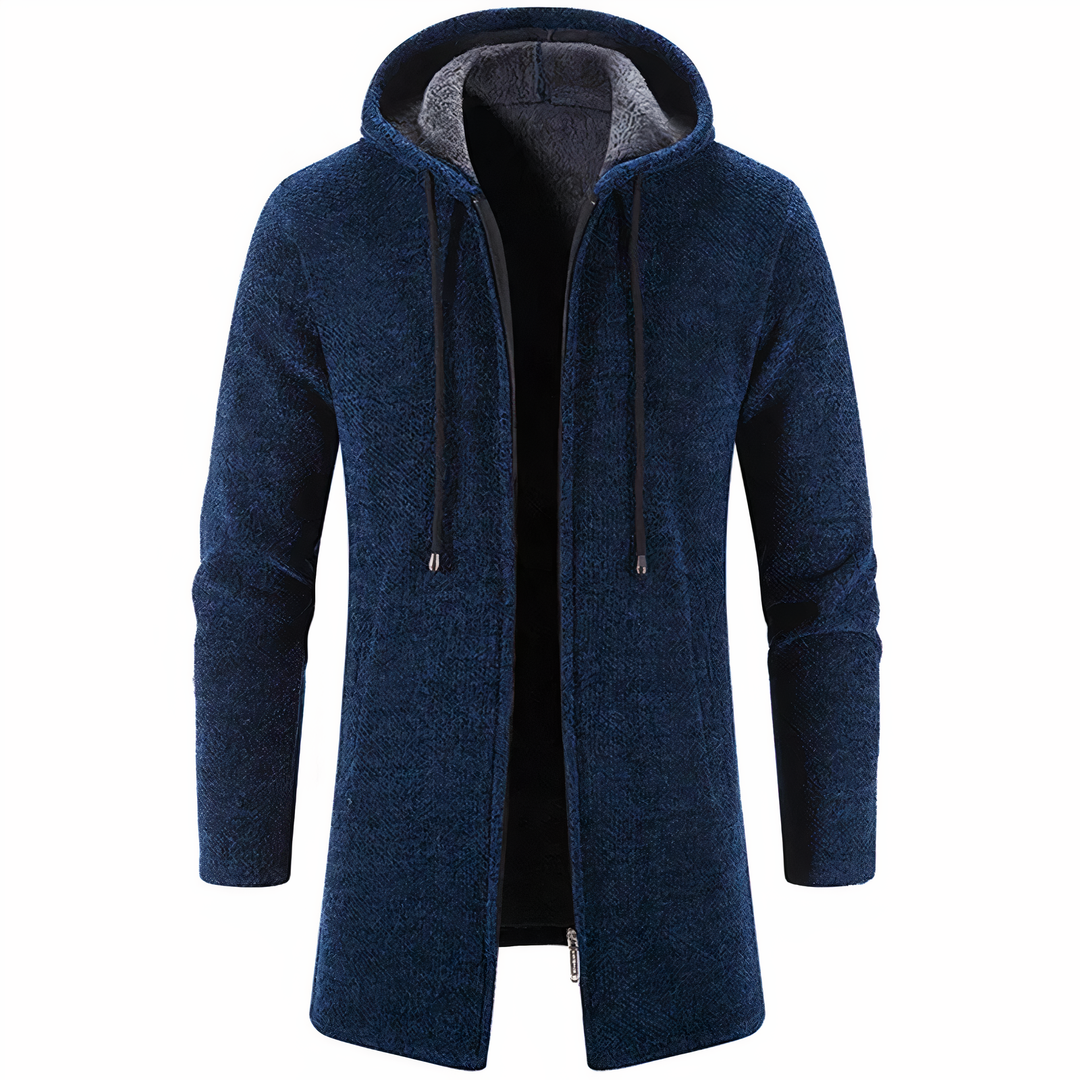 Casimir™ | Men's Textured Hooded Longline Zip Up Jacket