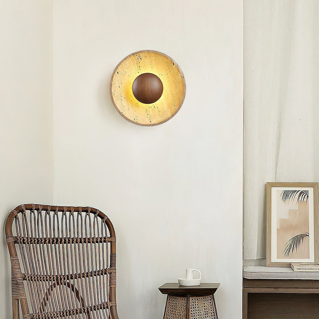 LED Travertine Wall Light in Brown — view 3