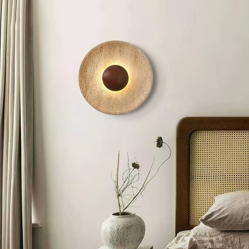 LED Travertine Wall Light in Brown — view 2