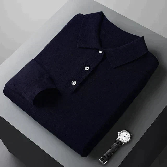 Florian™ | Men's Long Sleeve Knit Polo with Three-Button Placket