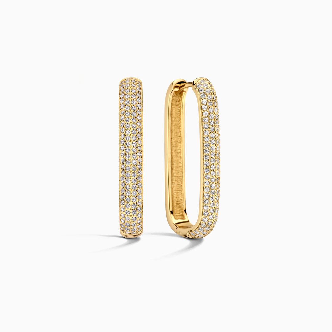 Large Icon Pavé Hoop Earrings | 16k Gold