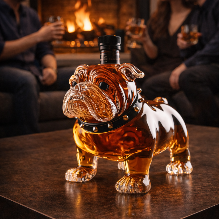 Bulldog Whisky Decanter in Sculpted Glass