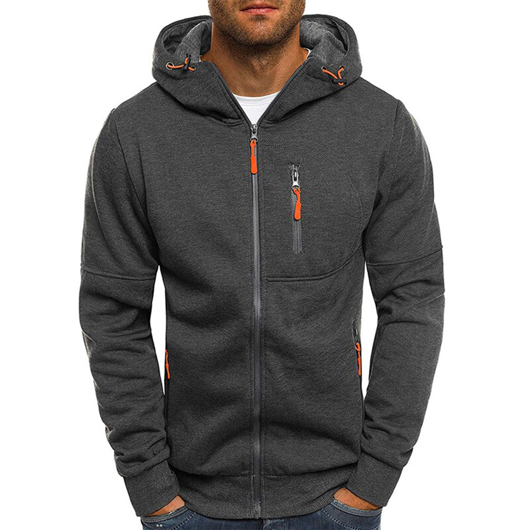 Lazare™ | Men's Full Zip Hoodie with Contrast Zip Pockets