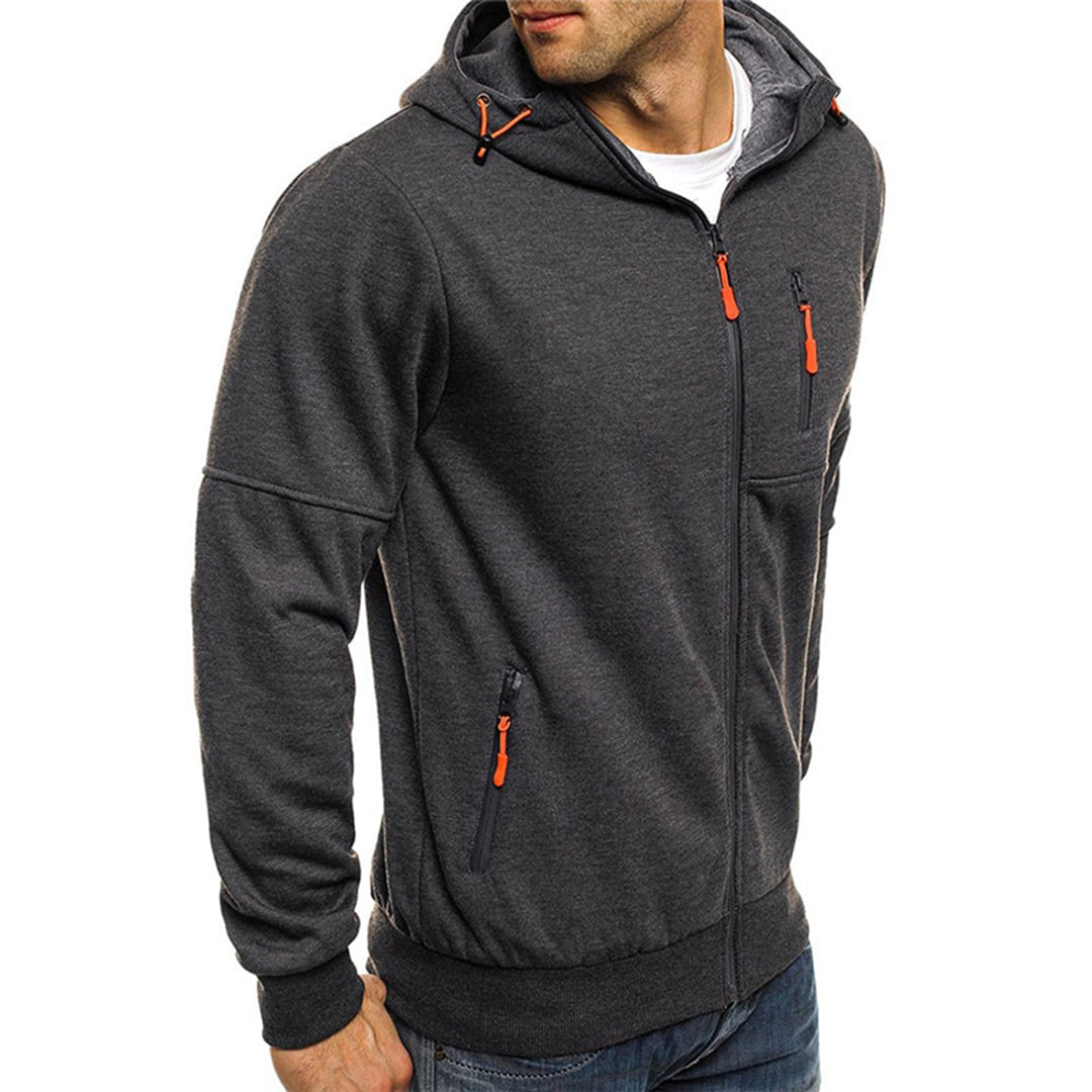 Lazare™ | Men's Full Zip Hoodie with Contrast Zip Pockets