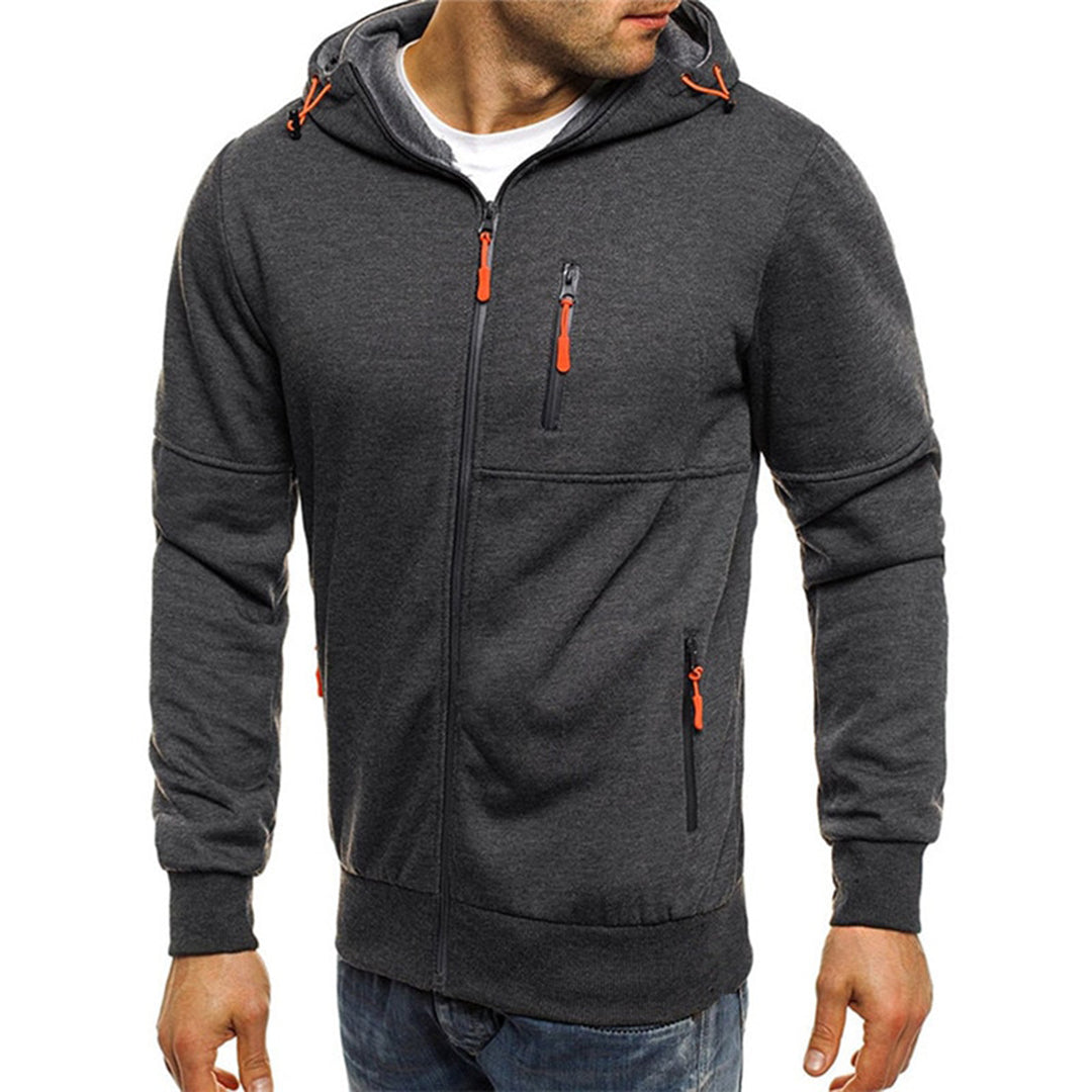 Lazare™ | Men's Full Zip Hoodie with Contrast Zip Pockets