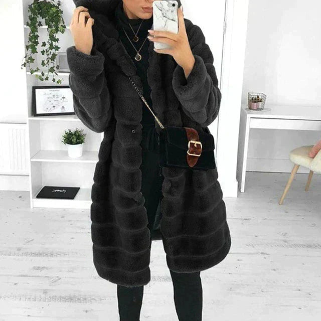 Vesna™ | Women's Hooded Longline Faux Fur Coat