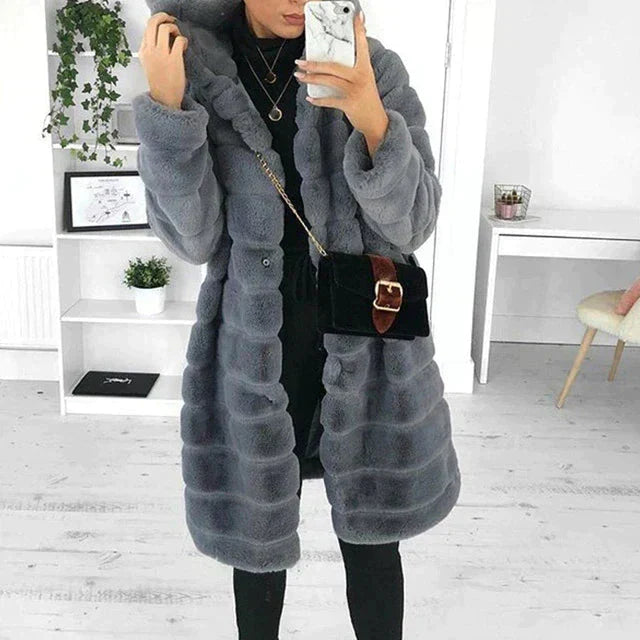 Vesna™ | Women's Hooded Longline Faux Fur Coat