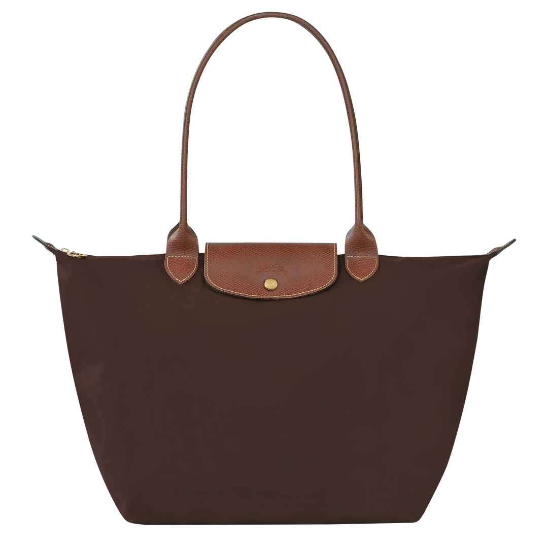 Solène™ | Foldable Nylon Shoulder Tote – Large Espresso
