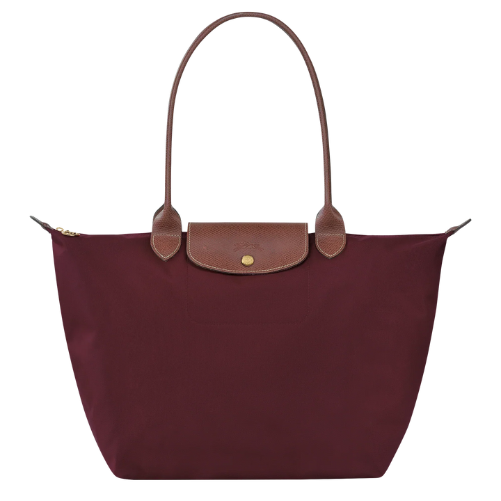 Solène™ | Foldable Nylon Shoulder Tote – Large Burgundy