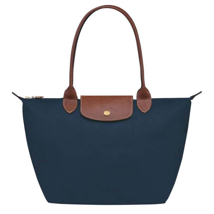 Solène™ | Foldable Nylon Shoulder Tote – Medium Navy