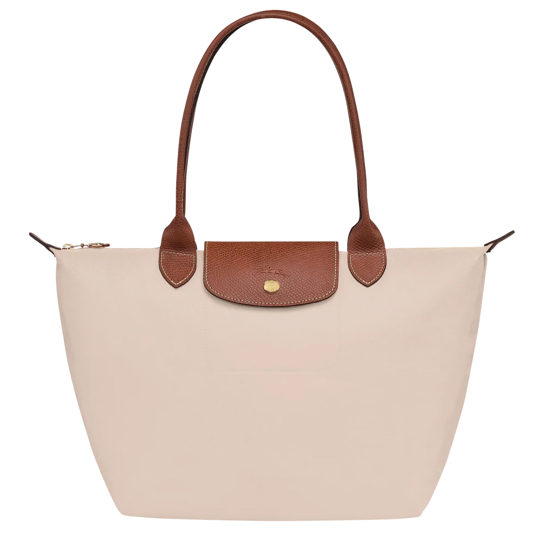 Solène™ | Foldable Nylon Shoulder Tote – Medium Ivory