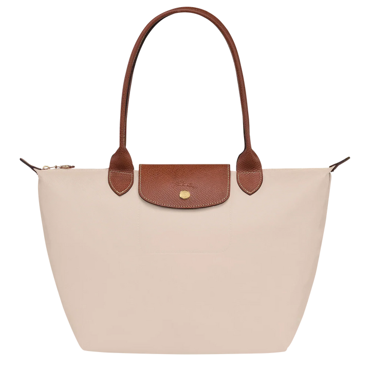 Solène™ | Foldable Nylon Shoulder Tote – Medium Ivory