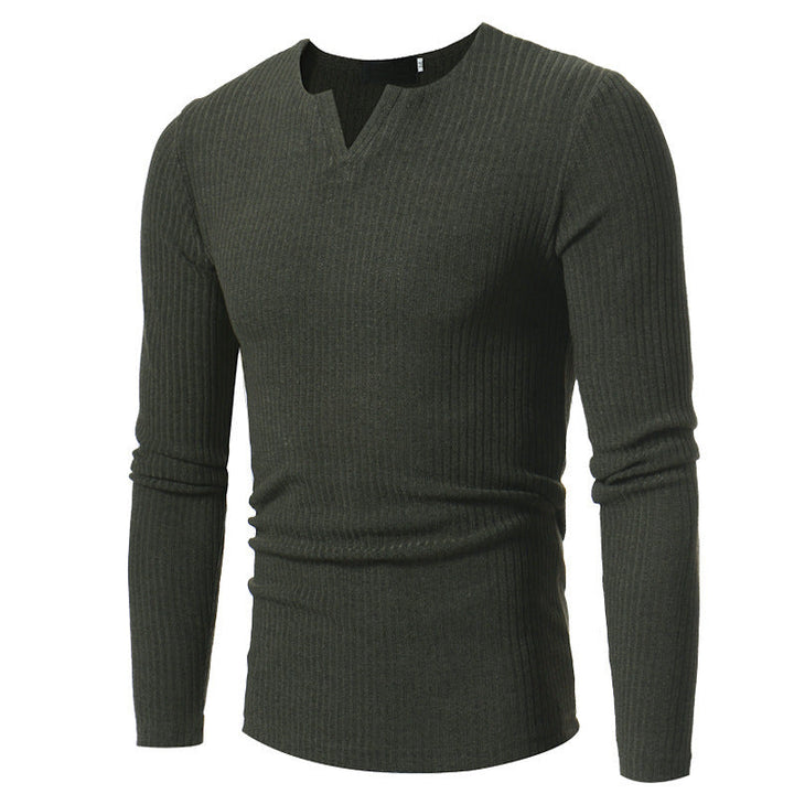 Jude™ | Men's Slim Ribbed Knit Sweater with Notch Neck